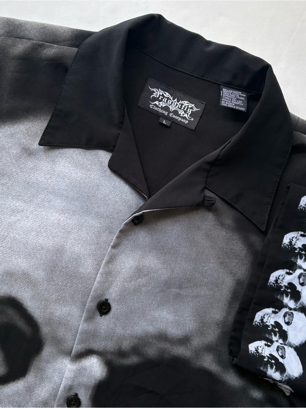 Vintage Y2K Dragonfly Skull Button Down Size Large